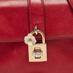 Pre Owned Dolce & Gabbana Red Leather Soft Dolce Top Handle Bag