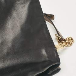 Pre Owned Dolce & Gabbana Brown Leopard Print Lizard Leather Top Handle Bag