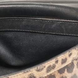 Pre Owned Dolce & Gabbana Brown Leopard Print Lizard Leather Top Handle Bag