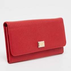 Dolce & Gabbana Red Leather Flap Continental Wallet