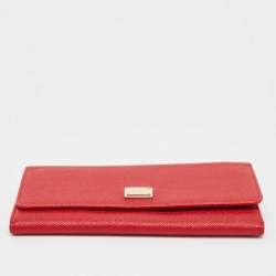 Dolce & Gabbana Red Leather Flap Continental Wallet