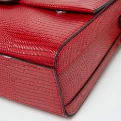 Pre Owned Dolce & Gabbana Red Lizard Embossed Leather DG Millennials Shoulder Bag