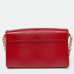 Pre Owned Dolce & Gabbana Red Lizard Embossed Leather DG Millennials Shoulder Bag