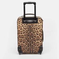 Pre Owned Dolce & Gabbana Brown Leopard Print Coated Canvas Trolley Luggage