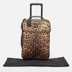 Pre Owned Dolce & Gabbana Brown Leopard Print Coated Canvas Trolley Luggage