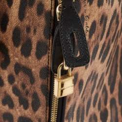 Pre Owned Dolce & Gabbana Brown Leopard Print Coated Canvas Trolley Luggage