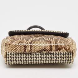 Dolce & Gabbana Multicolor Python, Leather and Straw Small Miss Sicily Top Handle Bag