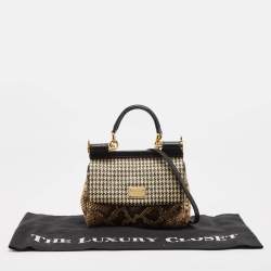 Dolce & Gabbana Multicolor Python, Leather and Straw Small Miss Sicily Top Handle Bag