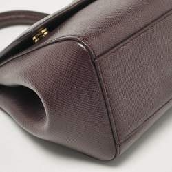 Pre Owned Dolce & Gabbana Purple Leather Small Miss Sicily Top Handle Bag