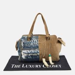 Pre Owned Dolce & Gabbana Blue/Beige Denim and Suede Satchel