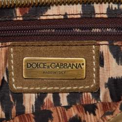 Pre Owned Dolce & Gabbana Blue/Beige Denim and Suede Satchel