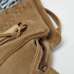 Pre Owned Dolce & Gabbana Blue/Beige Denim and Suede Satchel