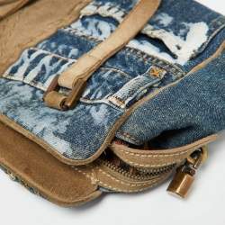 Pre Owned Dolce & Gabbana Blue/Beige Denim and Suede Satchel
