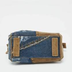 Pre Owned Dolce & Gabbana Blue/Beige Denim and Suede Satchel
