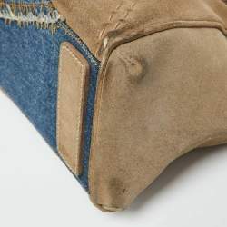 Pre Owned Dolce & Gabbana Blue/Beige Denim and Suede Satchel