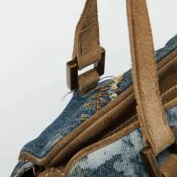 Pre Owned Dolce & Gabbana Blue/Beige Denim and Suede Satchel