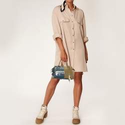 Pre Owned Dolce & Gabbana Blue/Beige Denim and Suede Satchel