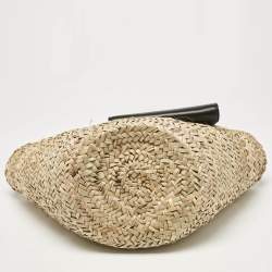 Pre Owned Dolce & Gabbana Natural/Black Raffia Kendra Basket Tote