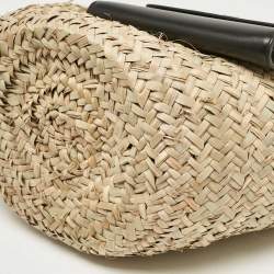 Pre Owned Dolce & Gabbana Natural/Black Raffia Kendra Basket Tote