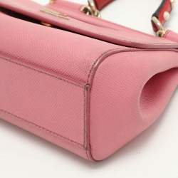 Pre Owned Dolce & Gabbana Pink Leather Small Miss Sicily Top Handle Bag