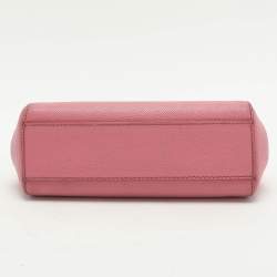 Pre Owned Dolce & Gabbana Pink Leather Small Miss Sicily Top Handle Bag