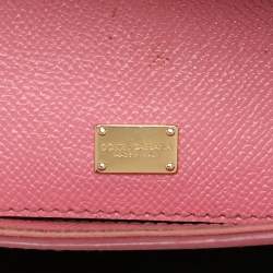 Pre Owned Dolce & Gabbana Pink Leather Small Miss Sicily Top Handle Bag