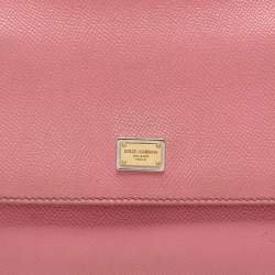 Pre Owned Dolce & Gabbana Pink Leather Small Miss Sicily Top Handle Bag