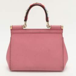 Pre Owned Dolce & Gabbana Pink Leather Small Miss Sicily Top Handle Bag