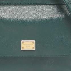 Pre Owned Dolce & Gabbana Dark Green Leather Medium Miss Sicily Top Handle Bag