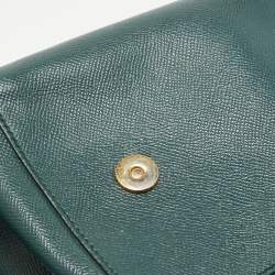 Pre Owned Dolce & Gabbana Dark Green Leather Medium Miss Sicily Top Handle Bag