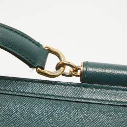 Pre Owned Dolce & Gabbana Dark Green Leather Medium Miss Sicily Top Handle Bag