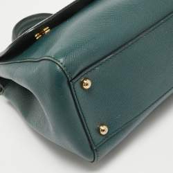 Pre Owned Dolce & Gabbana Dark Green Leather Medium Miss Sicily Top Handle Bag