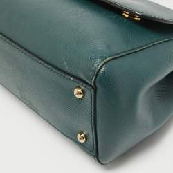 Pre Owned Dolce & Gabbana Dark Green Leather Medium Miss Sicily Top Handle Bag