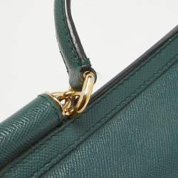 Pre Owned Dolce & Gabbana Dark Green Leather Medium Miss Sicily Top Handle Bag