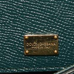 Pre Owned Dolce & Gabbana Dark Green Leather Medium Miss Sicily Top Handle Bag