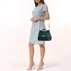 Pre Owned Dolce & Gabbana Dark Green Leather Medium Miss Sicily Top Handle Bag