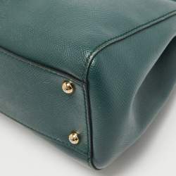 Pre Owned Dolce & Gabbana Dark Green Leather Medium Miss Sicily Top Handle Bag
