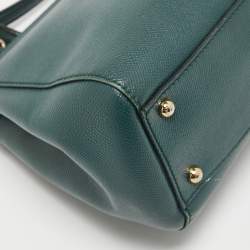 Pre Owned Dolce & Gabbana Dark Green Leather Medium Miss Sicily Top Handle Bag