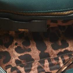 Pre Owned Dolce & Gabbana Dark Green Leather Medium Miss Sicily Top Handle Bag