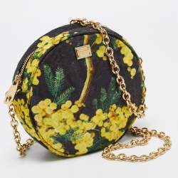 Pre Owned Dolce & Gabbana Multicolor Floral Print Fabric Miss Glam Round Shoulder Bag