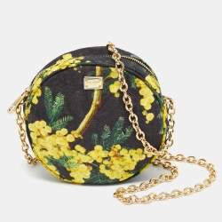 Pre Owned Dolce & Gabbana Multicolor Floral Print Fabric Miss Glam Round Shoulder Bag