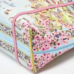 Dolce & Gabbana Multicolor Printed Leather Cannes France Tote