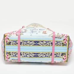Dolce & Gabbana Multicolor Printed Leather Cannes France Tote