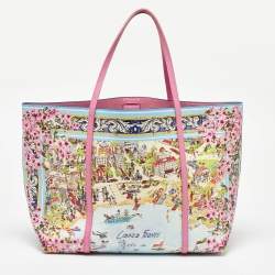 Dolce & Gabbana Multicolor Printed Leather Cannes France Tote