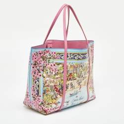 Dolce & Gabbana Multicolor Printed Leather Cannes France Tote