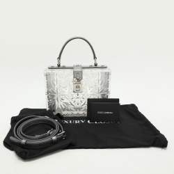 Pre Owned Dolce & Gabbana Silver Plexiglass Cinderella Top Handle Bag