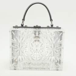 Pre Owned Dolce & Gabbana Silver Plexiglass Cinderella Top Handle Bag