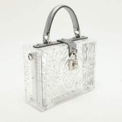 Pre Owned Dolce & Gabbana Silver Plexiglass Cinderella Top Handle Bag