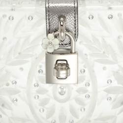 Pre Owned Dolce & Gabbana Silver Plexiglass Cinderella Top Handle Bag