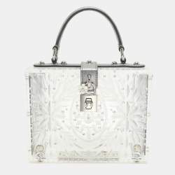Pre Owned Dolce & Gabbana Silver Plexiglass Cinderella Top Handle Bag